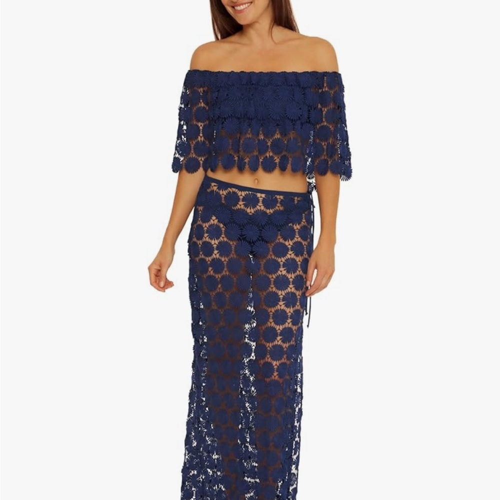 Trina Turk Blue Bardot Maxi Skirt